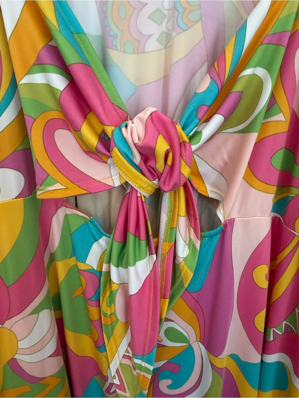 Vibrant Multicolor Knot-Back Dress